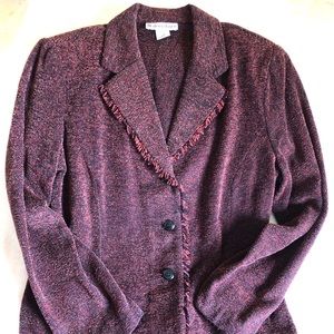 Dress barn jacket/blazer in a multi color with fringe Size Large